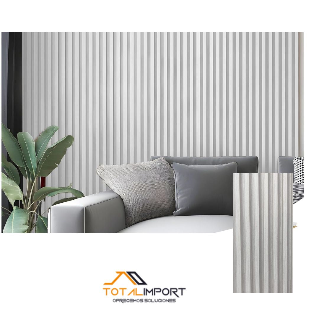 PANEL WPC BLANCO GRISACEO 16cm x 2.90mts x 2.40mm - Revestimiento interiores | Servimport